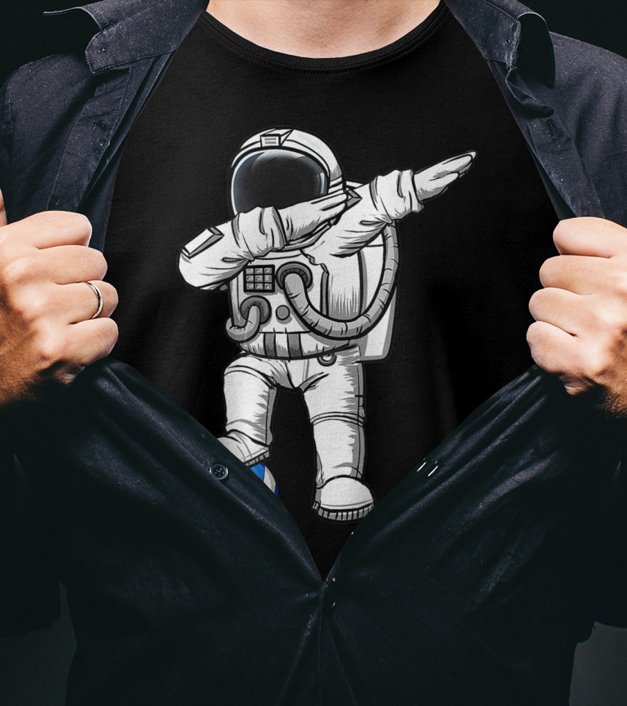 Cute Astronaut Dabbing With Volleyball Astronomy Lovers Galaxy T-Shirt