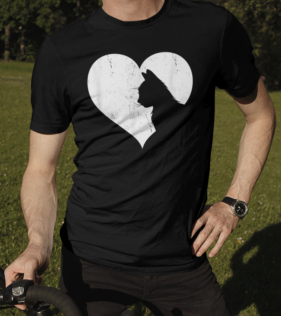 Cute Cat Heart Silhouette For Cat Lovers T-Shirt