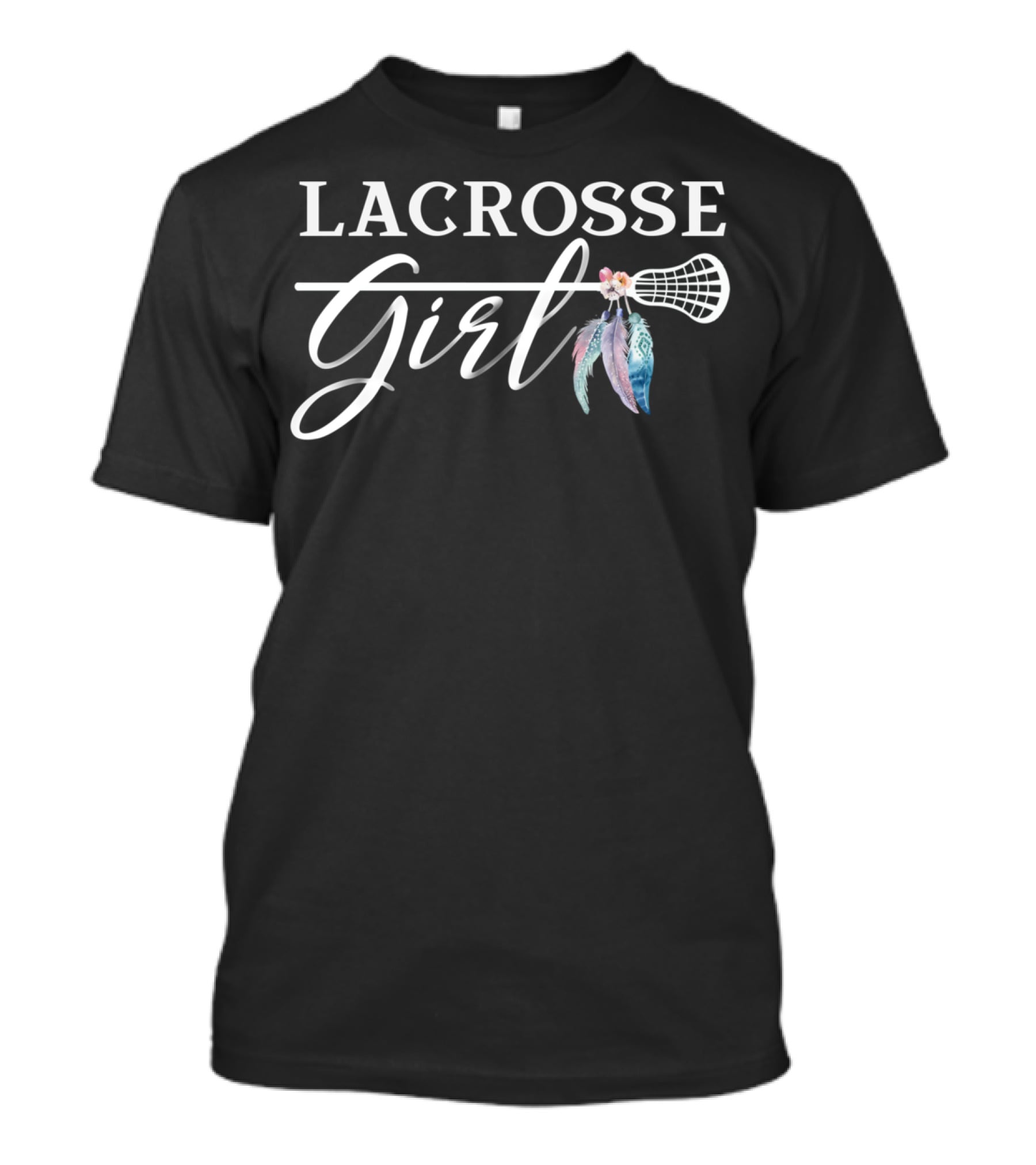Lacrosse Girl Boho Feather Stick T-Shirt