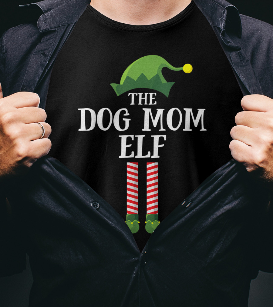 The Dog Mom Elf Matching Family Group Holiday Outfits T-Shirt