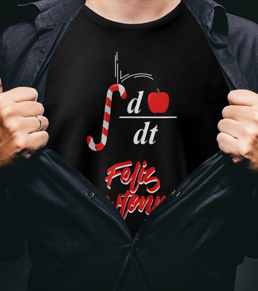 Feliz Newtonmas Integral Ddt Apple Candy Cane T-Shirt