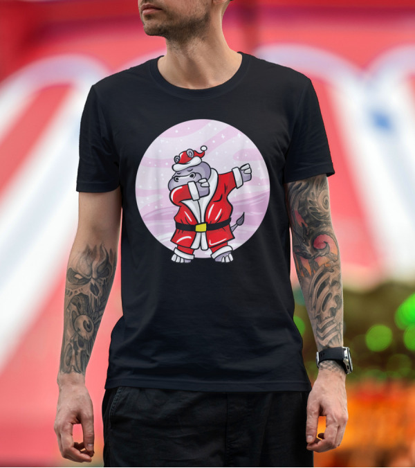 Premium T-Shirt: Funny Dabbing Christmas Santa Claus Hippo with Red Santa Suit T-Shirt Funny Dabbing Christmas Santa Claus Hippo with Red Santa Suit T-Shirt