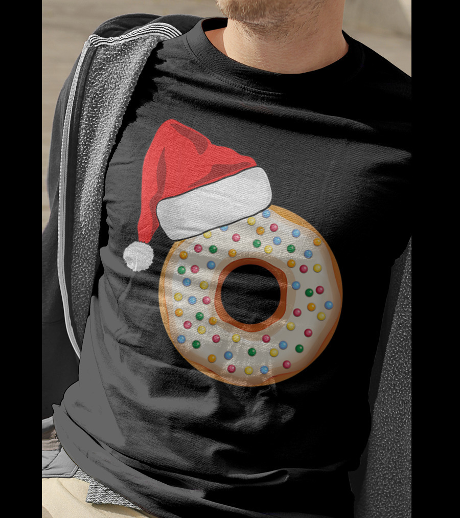 Funny Donut Santa Hat With Sprinkles T-Shirt