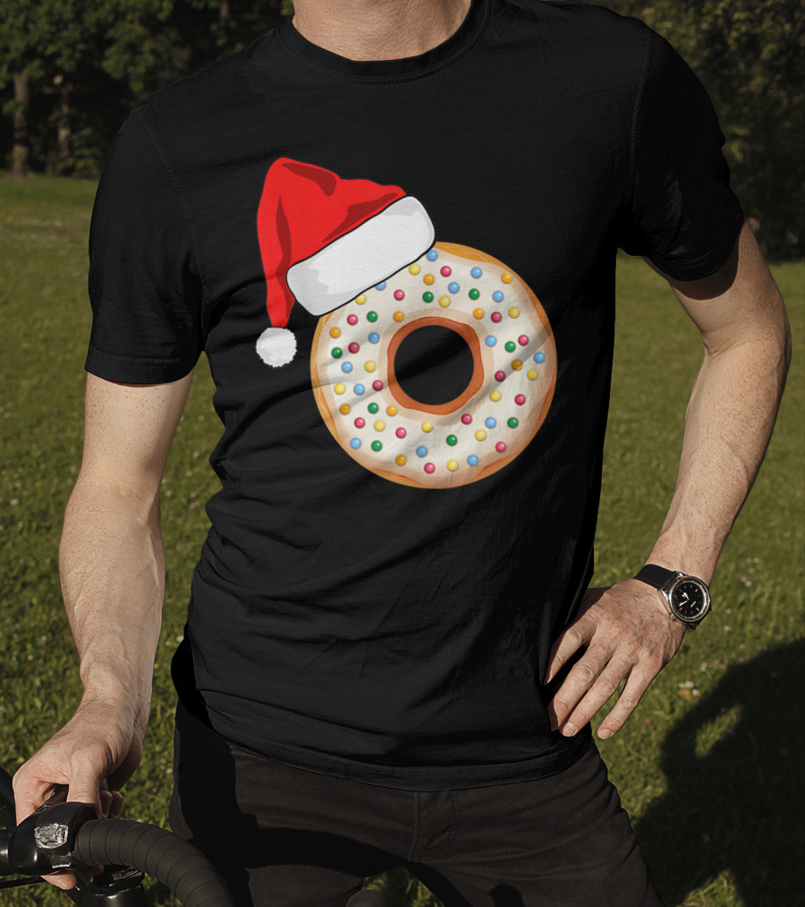 Funny Donut Santa Hat With Sprinkles T-Shirt