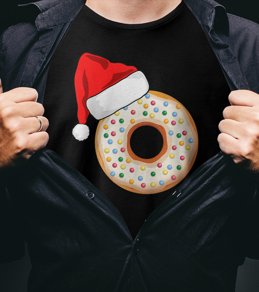 Funny Donut Santa Hat With Sprinkles T-Shirt