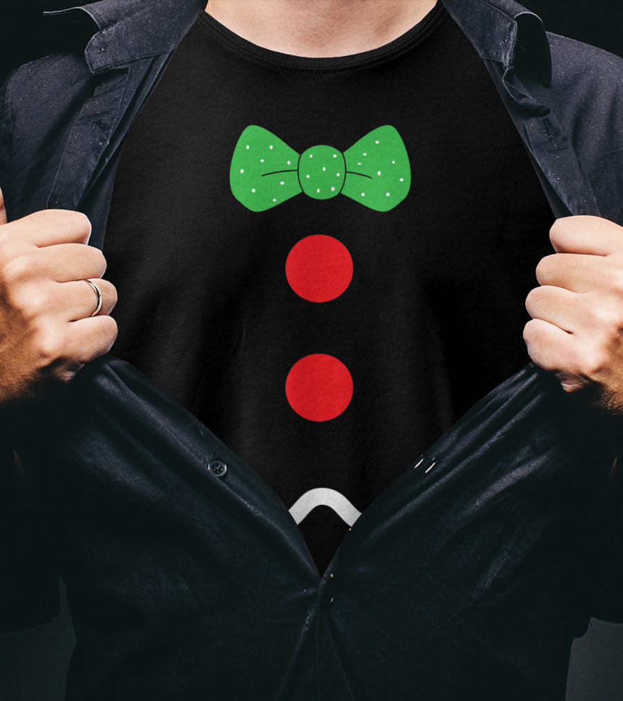 Funny Gingerbread Man Christmas Holiday Bow Tie Buttons T-Shirt