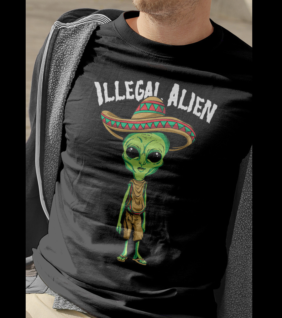 Illegal Alien Funny Mexico Spanish UFO Sombrero T-Shirt