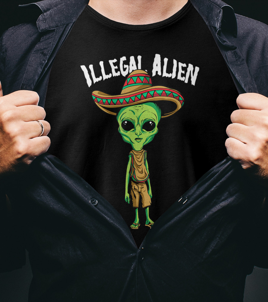 Illegal Alien Funny Mexico Spanish UFO Sombrero T-Shirt