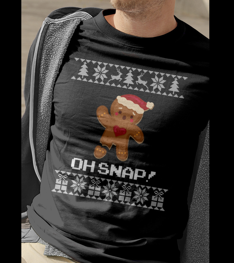 Oh Snap Gingerbread Christmas Santa Hat Ugly T-Shirt