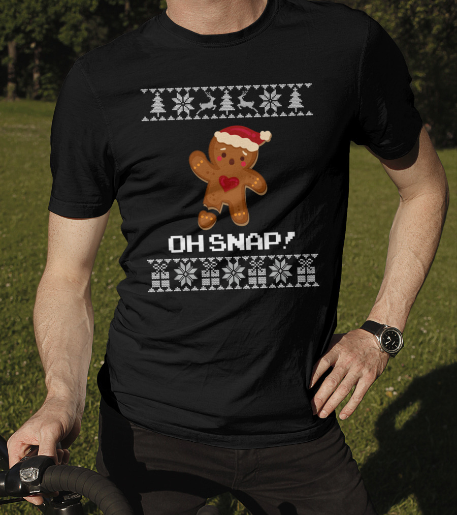 Oh Snap Gingerbread Christmas Santa Hat Ugly T-Shirt