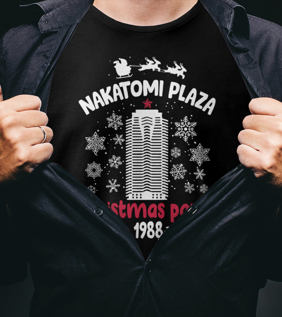 Nakatomi Plaza Christmas Party 1988 Santa Snowflakes T-Shirt
