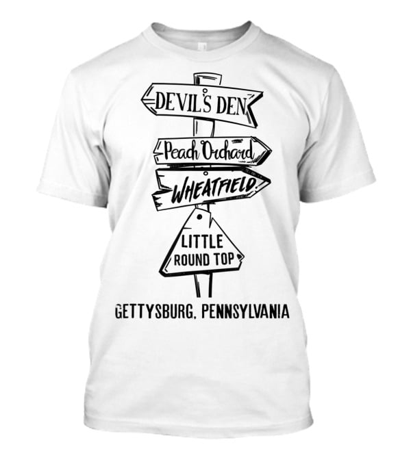 Devil's Den Peach Orchard Wheatfield Little Round Top Gettysburg Pennsylvania T-Shirt