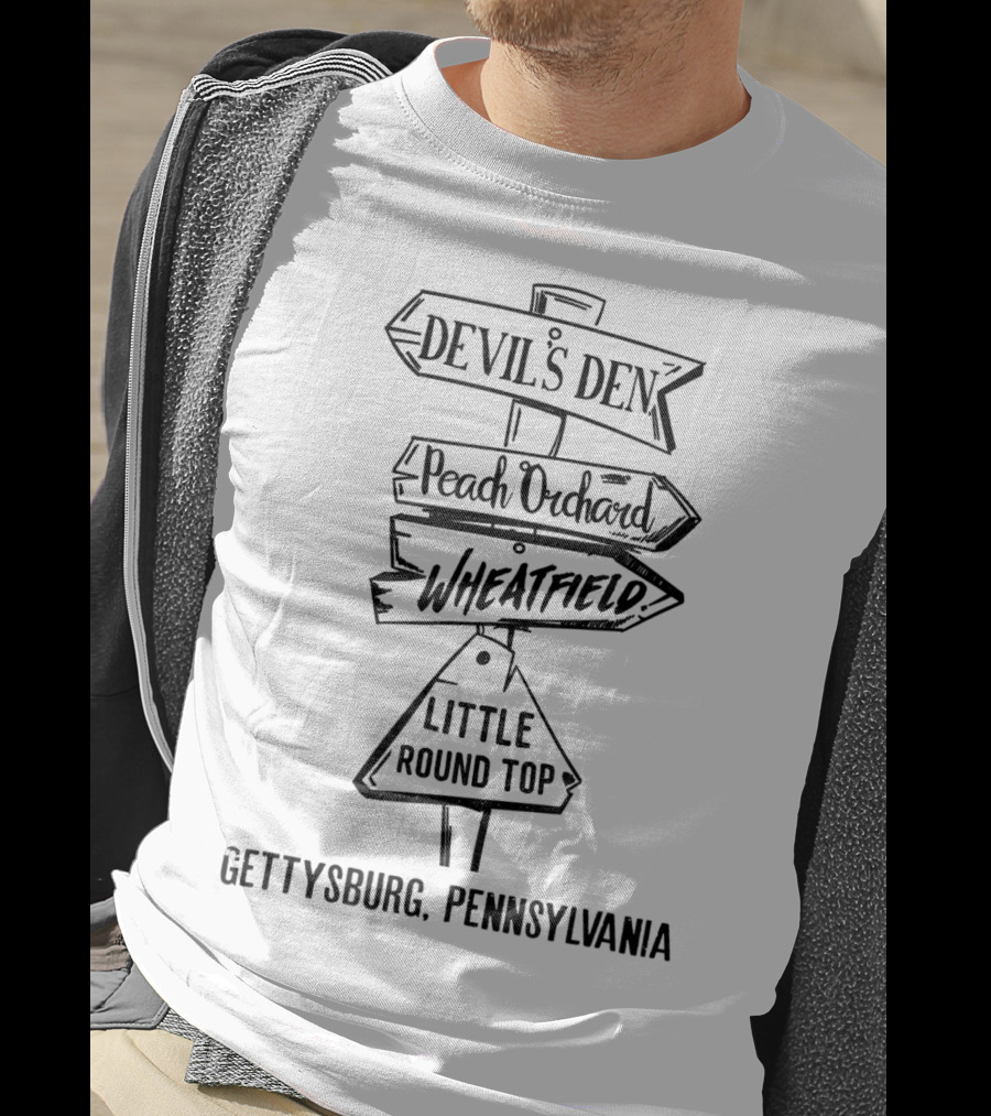 Devil's Den Peach Orchard Wheatfield Little Round Top Gettysburg Pennsylvania T-Shirt
