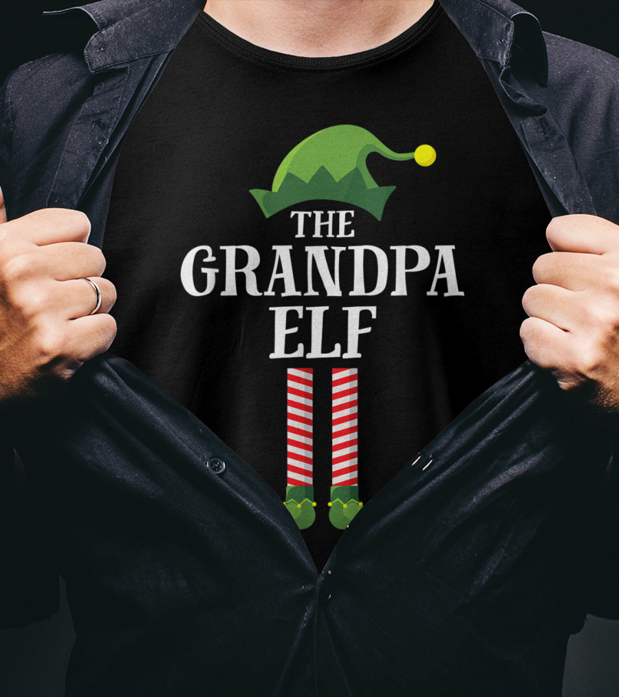 The Grandpa Elf Christmas Holiday Group Matching Family T-Shirt