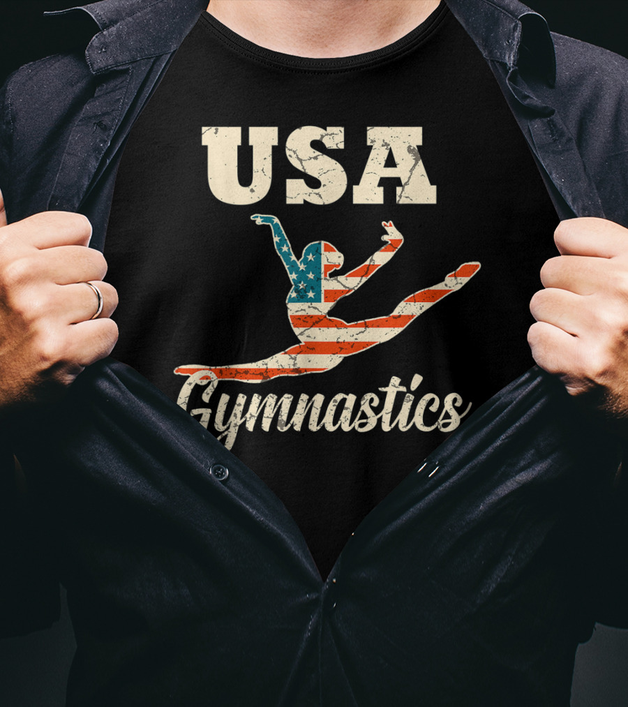 USA Gymnastics American Flag Gymnast T-Shirt