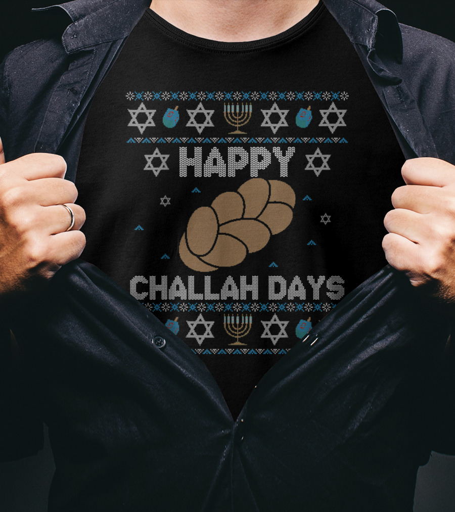 Happy Challah Days Hanukkah Star Menorah T-Shirt