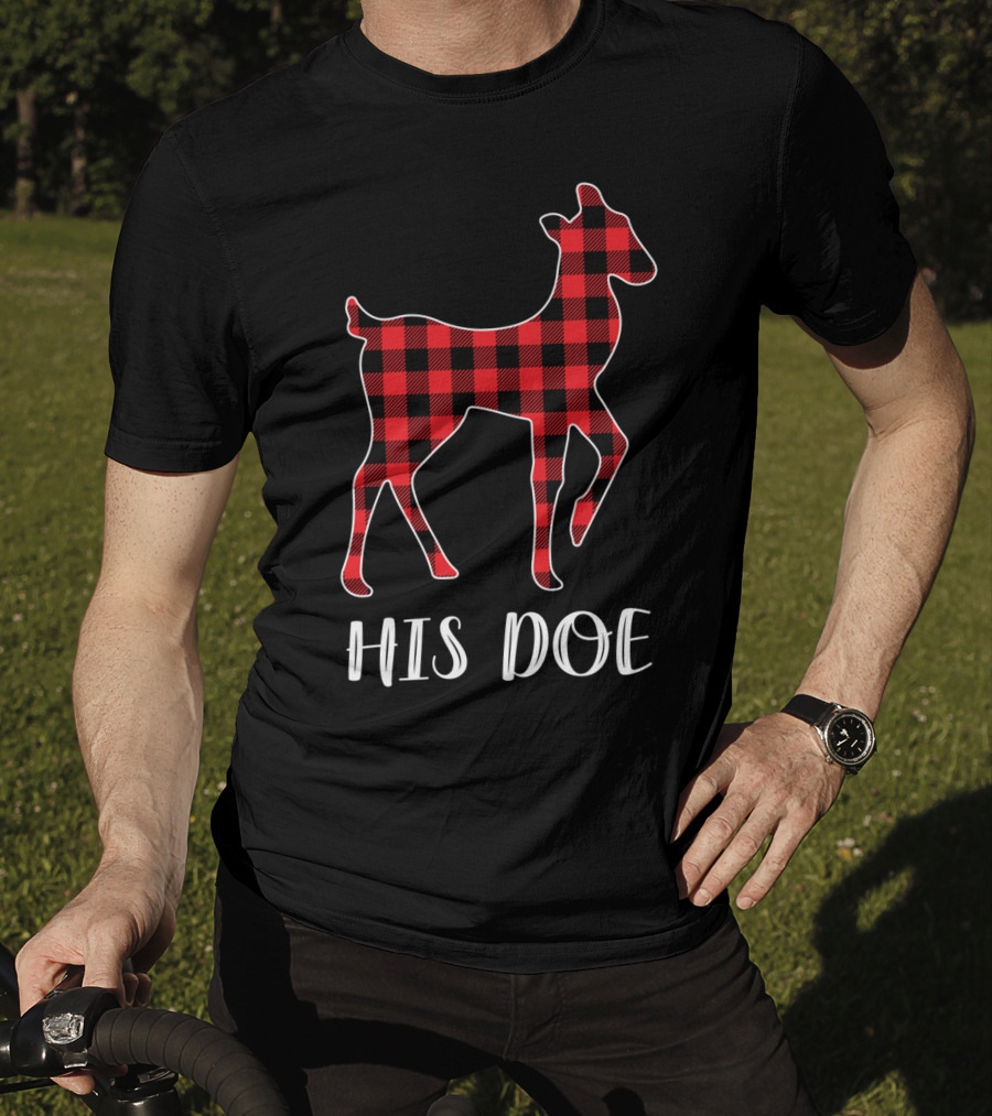 His Doe Red Buffalo Plaid Deer T-Shirt