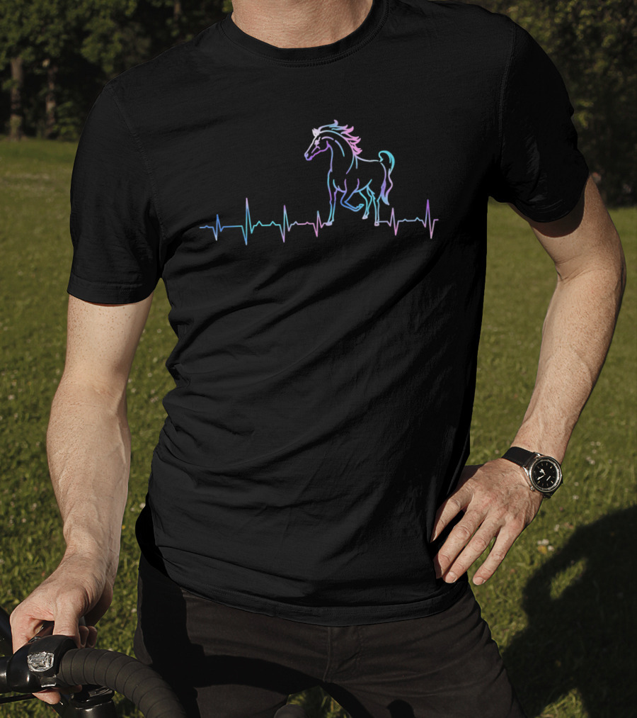 Horse Heartbeat For Horse Lovers Pattern With Vibrant Horse T-Shirt