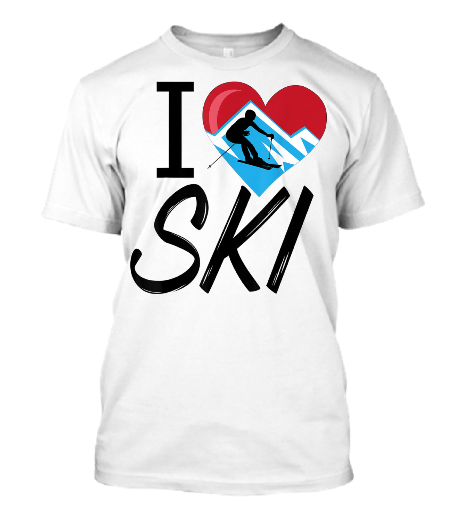 I Love Skiing With Heart And Skier T-Shirt