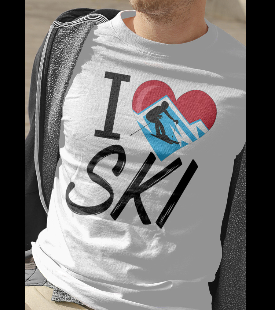 I Love Skiing With Heart And Skier T-Shirt