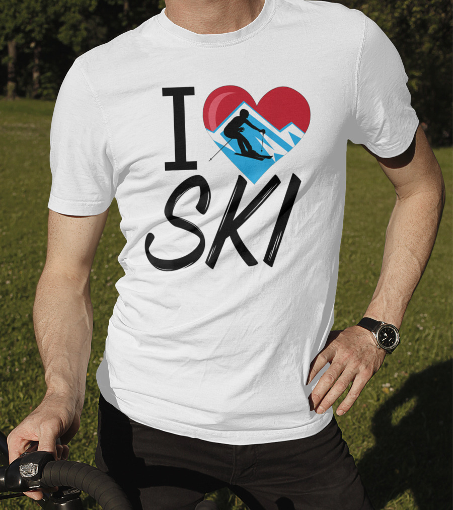 I Love Skiing With Heart And Skier T-Shirt