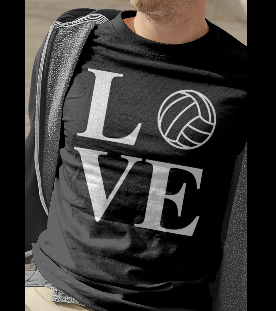 Love Volleyball Ball Symbol Typography T-Shirt