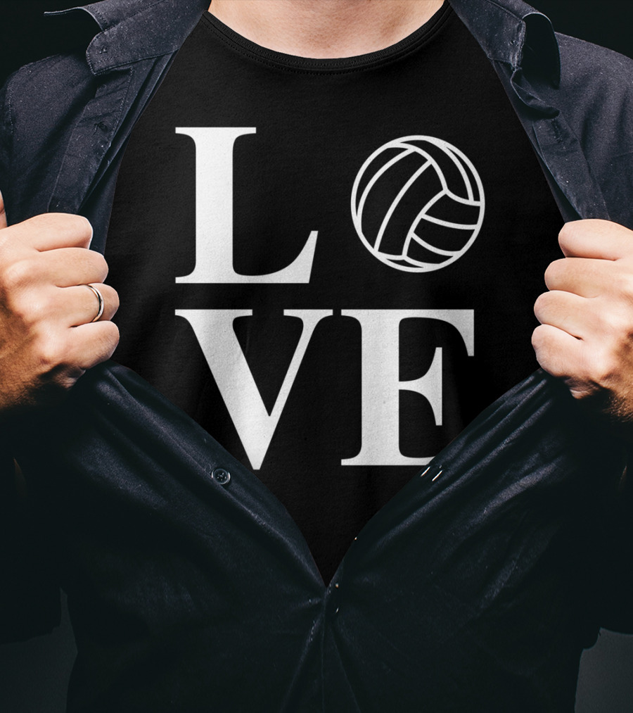 Love Volleyball Ball Symbol Typography T-Shirt