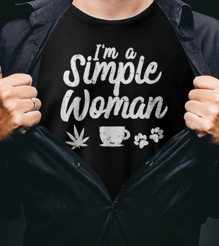 Im A Simple Woman Weed Coffee Dog Paws T-Shirt