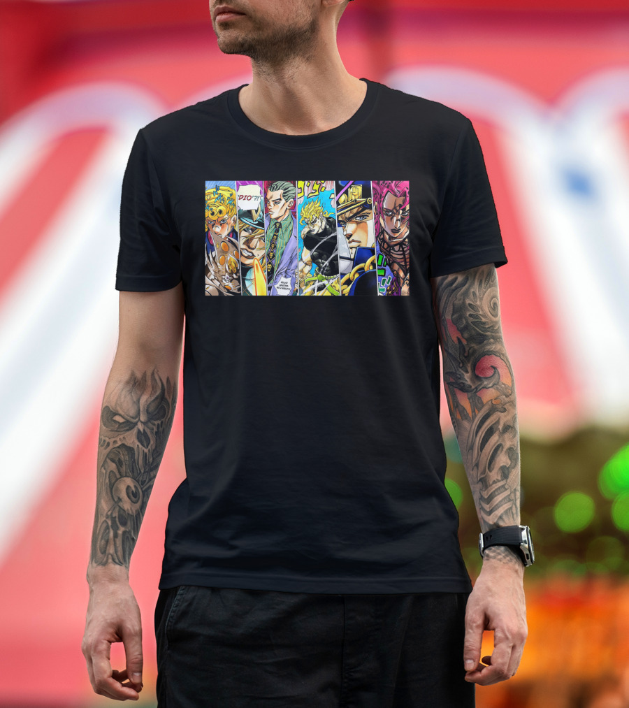 Jojo's Bizarre Adventure Characters Collage Comic Strip T-Shirt