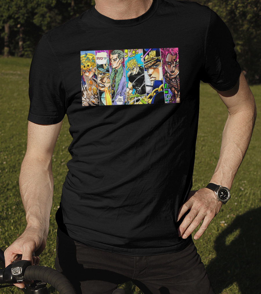 Jojo's Bizarre Adventure Characters Collage Comic Strip T-Shirt