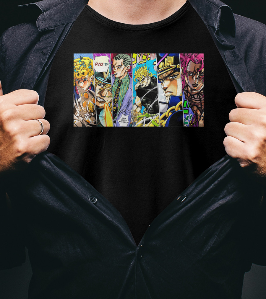 Jojo's Bizarre Adventure Characters Collage Comic Strip T-Shirt