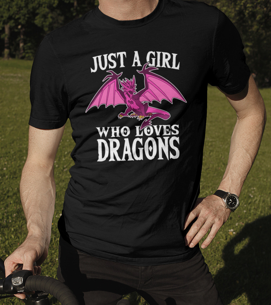 Just A Girl Who Loves Dragons Pink Creature T-Shirt