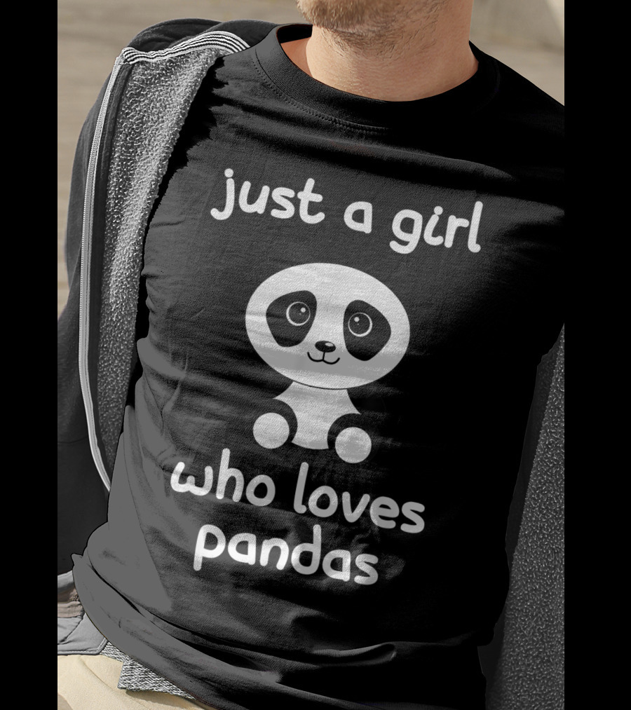 Just A Girl Who Loves Pandas Cute Panda Cartoon T-Shirt