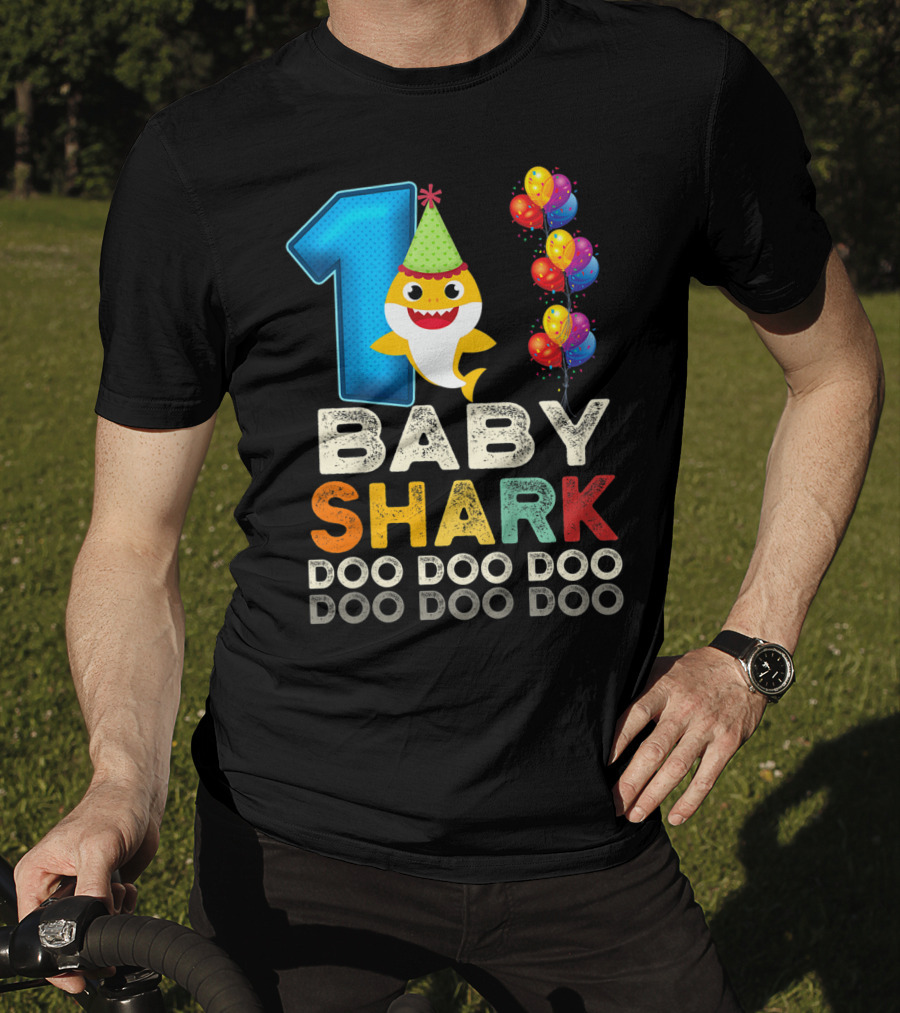 1 Baby Shark Doo Doo Doo Kids 1st Birthday Son Daughter T-Shirt