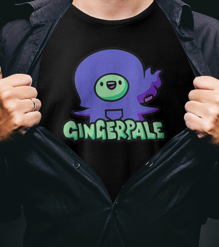 Gingerpale Cute Character With Purple And Green T-Shirt