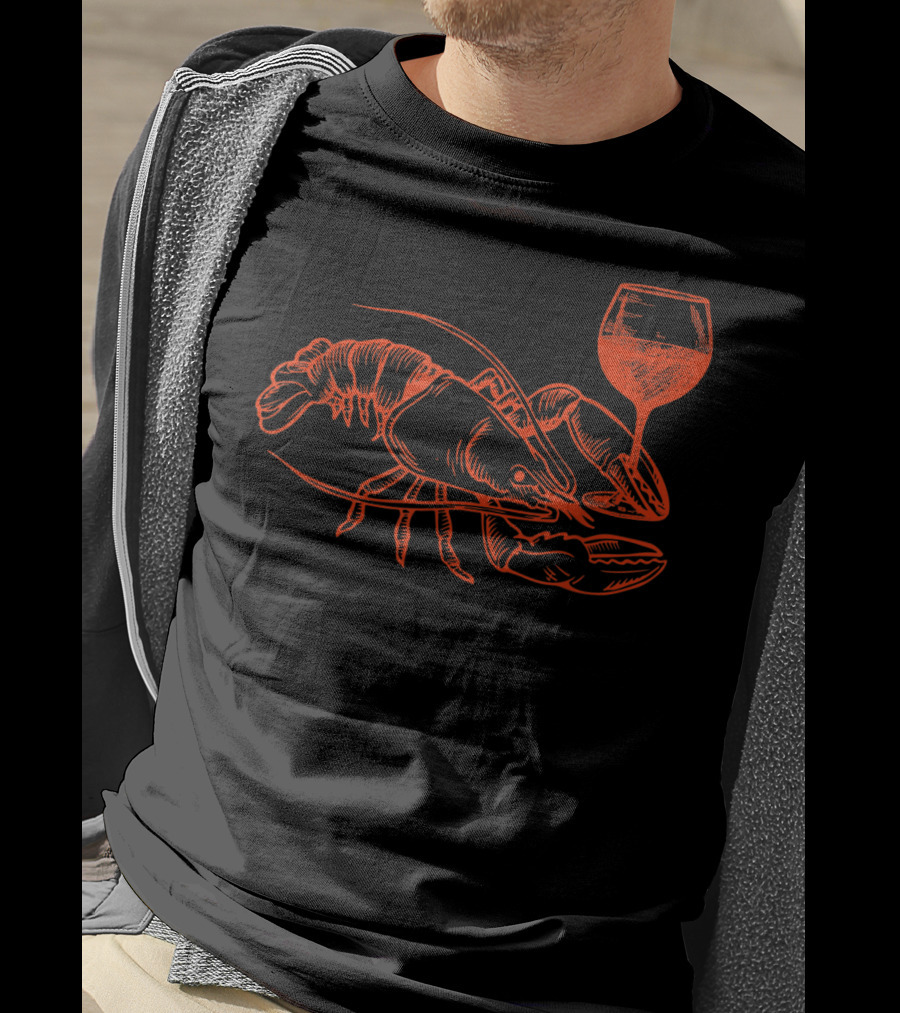 Lobster Wine Drinking Funny Summer Vacation T-Shirt