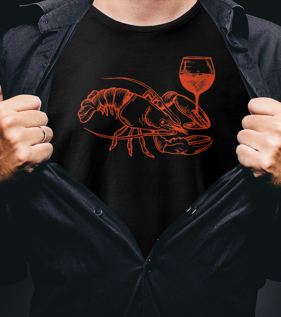 Lobster Wine Drinking Funny Summer Vacation T-Shirt