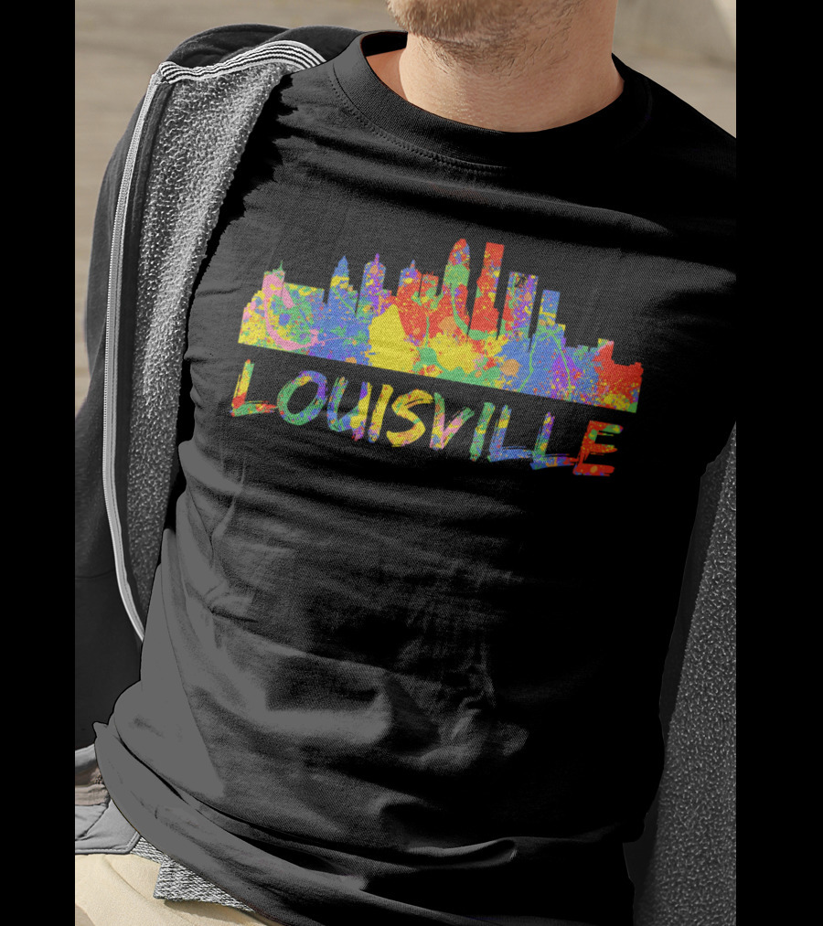 Louisville Rainbow Skyline Colorful Cityscape T-Shirt