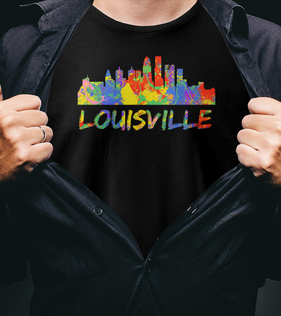 Louisville Rainbow Skyline Colorful Cityscape T-Shirt