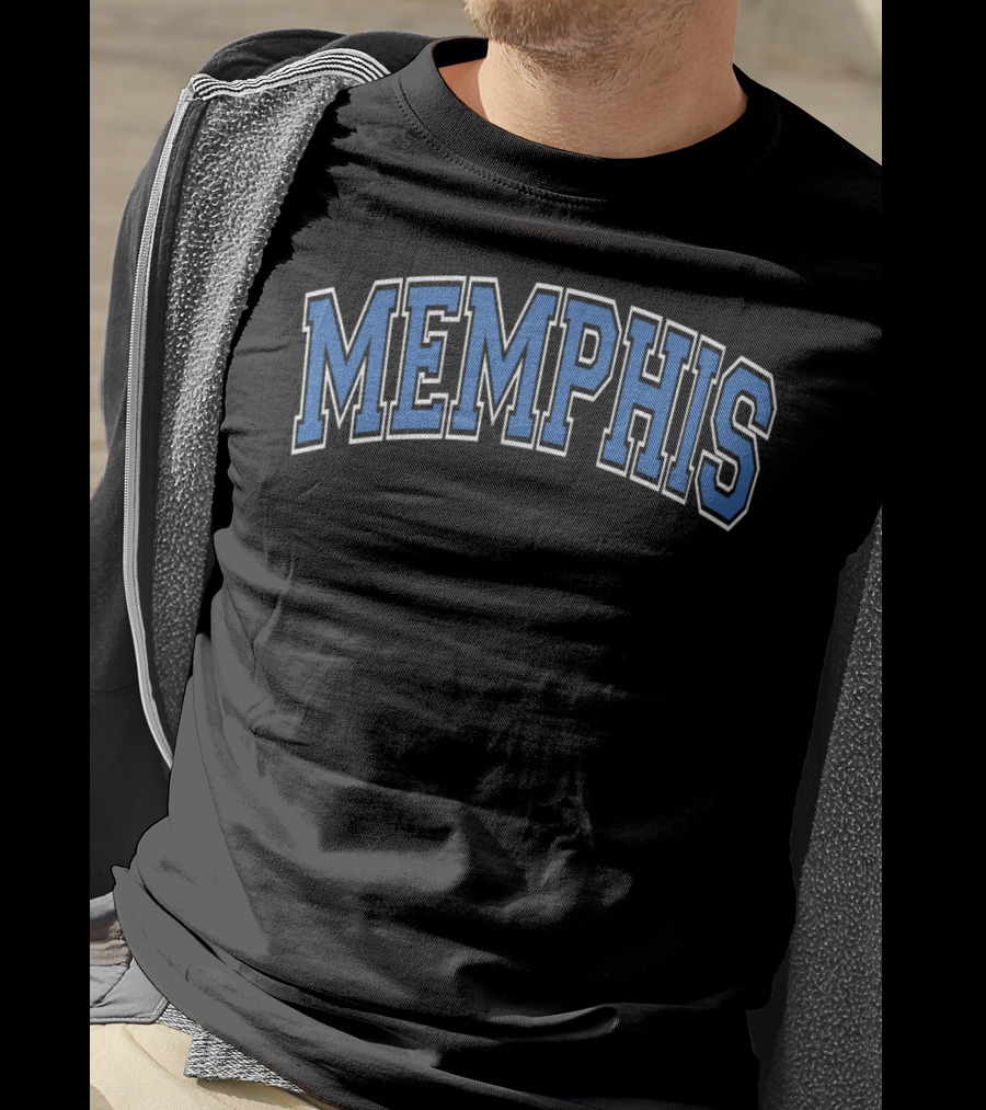 Memphis Varsity Arch Blue Letters T-Shirt