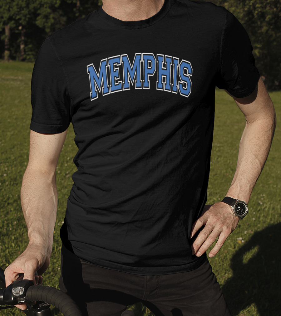 Memphis Varsity Arch Blue Letters T-Shirt