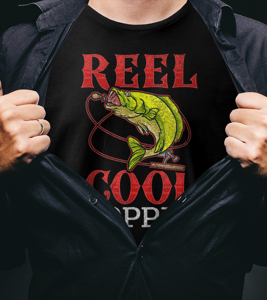 Reel Cool Poppie Fishing Lover Bass Jumping Rod T-Shirt