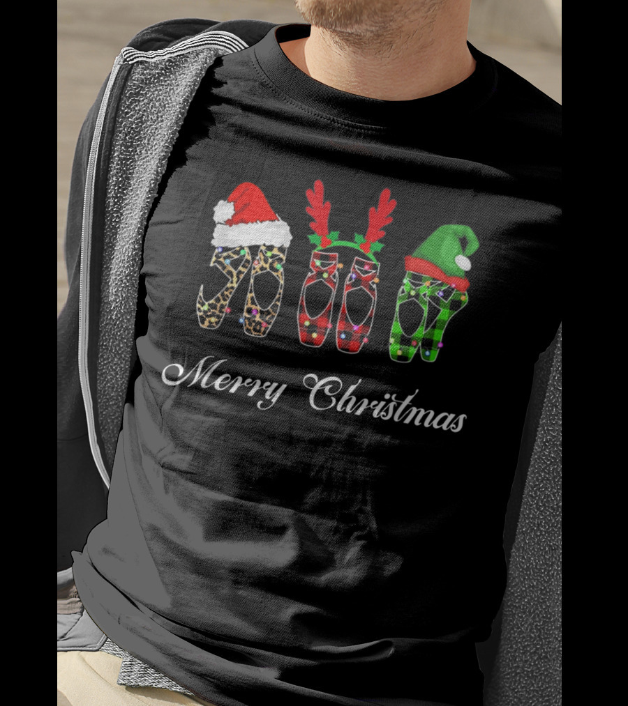 Merry Christmas Ballet With Holiday Shoes And Accessories T-Shirt