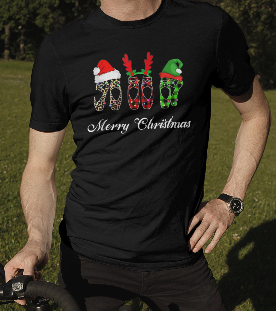 Merry Christmas Ballet With Holiday Shoes And Accessories T-Shirt