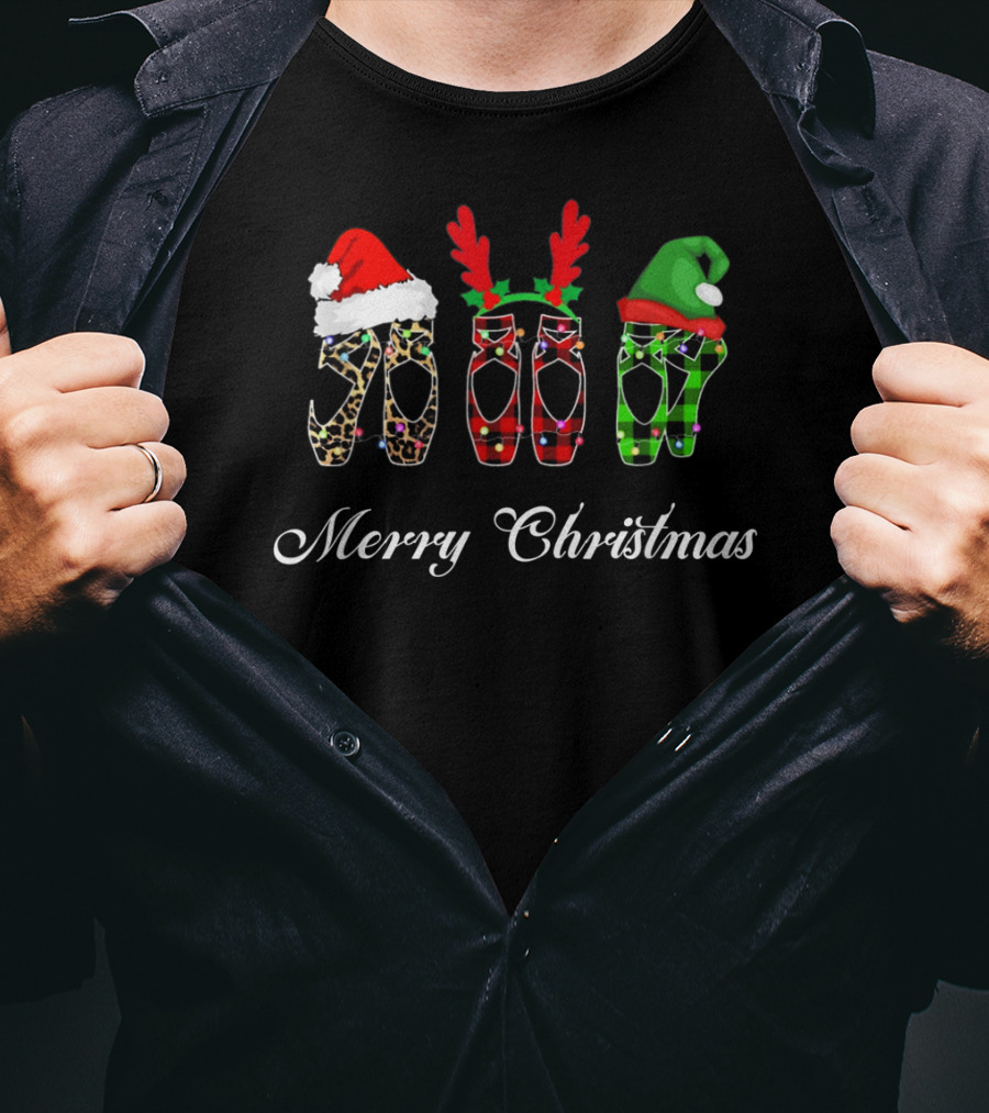 Merry Christmas Ballet With Holiday Shoes And Accessories T-Shirt