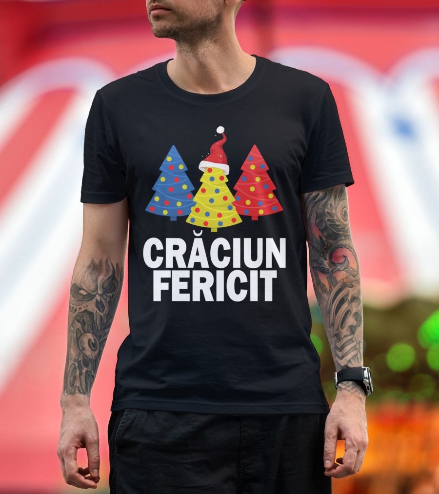 Crăciun Fericit Merry Christmas Romanian Trees Romania Lovers T-Shirt