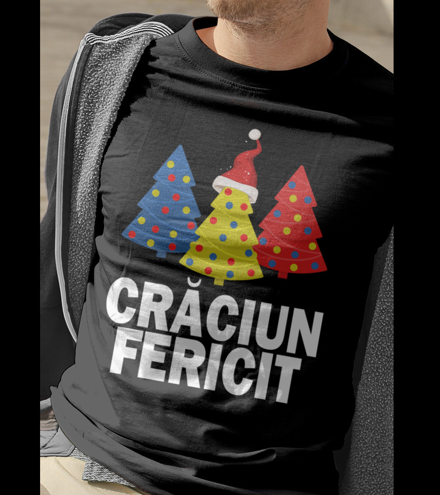 Crăciun Fericit Merry Christmas Romanian Trees Romania Lovers T-Shirt