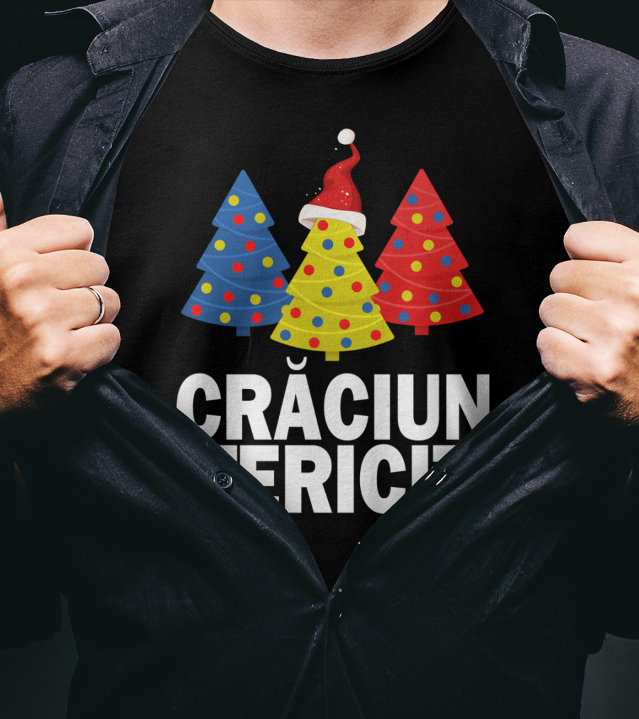 Crăciun Fericit Merry Christmas Romanian Trees Romania Lovers T-Shirt