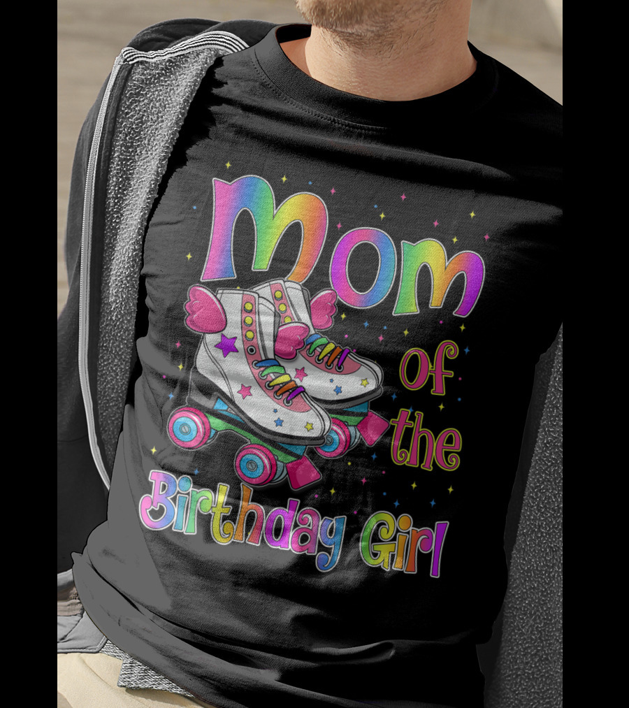 Mom Of The Birthday Girl Rolling Skate Moms Birthday Family T-Shirt