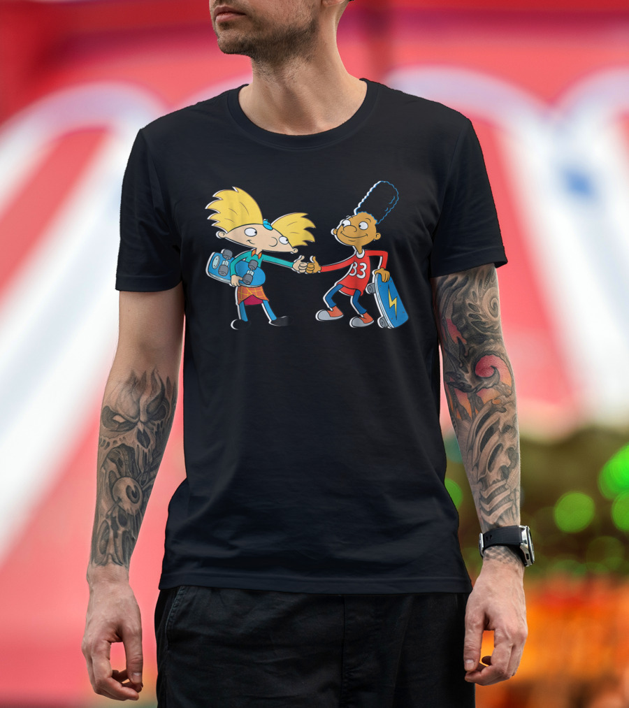 Nick Rewind Hey Arnold Skateboarding Characters Arnold and Gerald T-Shirt